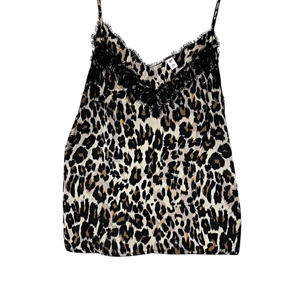 BP Woman's Leopard  Lace Trim Camisole Top L Layering Stretch Lace Animal Print - Picture 4 of 10